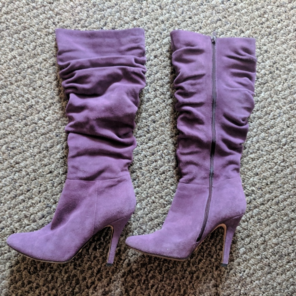 Joanne Mercer purple suede boots size 8.5
